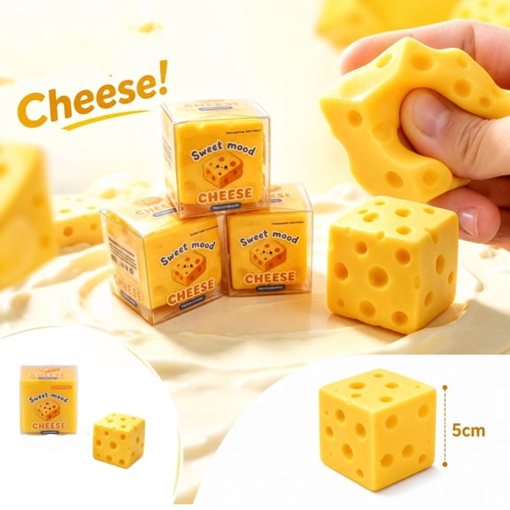 Cheese Crunchy Squishy Stress Relief Original Sensory Food Squishy Stress Relief Fidget Toy Stress Balls,Squishies Stress Relief Fidget Toys,Stocking Stuffer Novelty Birthday Gifts for Adults