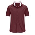 thumbnail image 4 of RYRJJ Men's Short Sleeve Dress Shirts Casual Button Down Shirts Wrinkle-Free Business Work Shirt Tops(Wine,XXL), 4 of 6