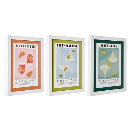 American Art Decor Cocktail Poster Framed 3-Piece 8.5" x 11" Wall Decor Set