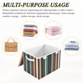 thumbnail image 6 of Yayeee Collapsible Cube Storage Bin with Lid Fabric Closet Decorative Basket with Handles, Navy Blue Stripes, 6 of 7
