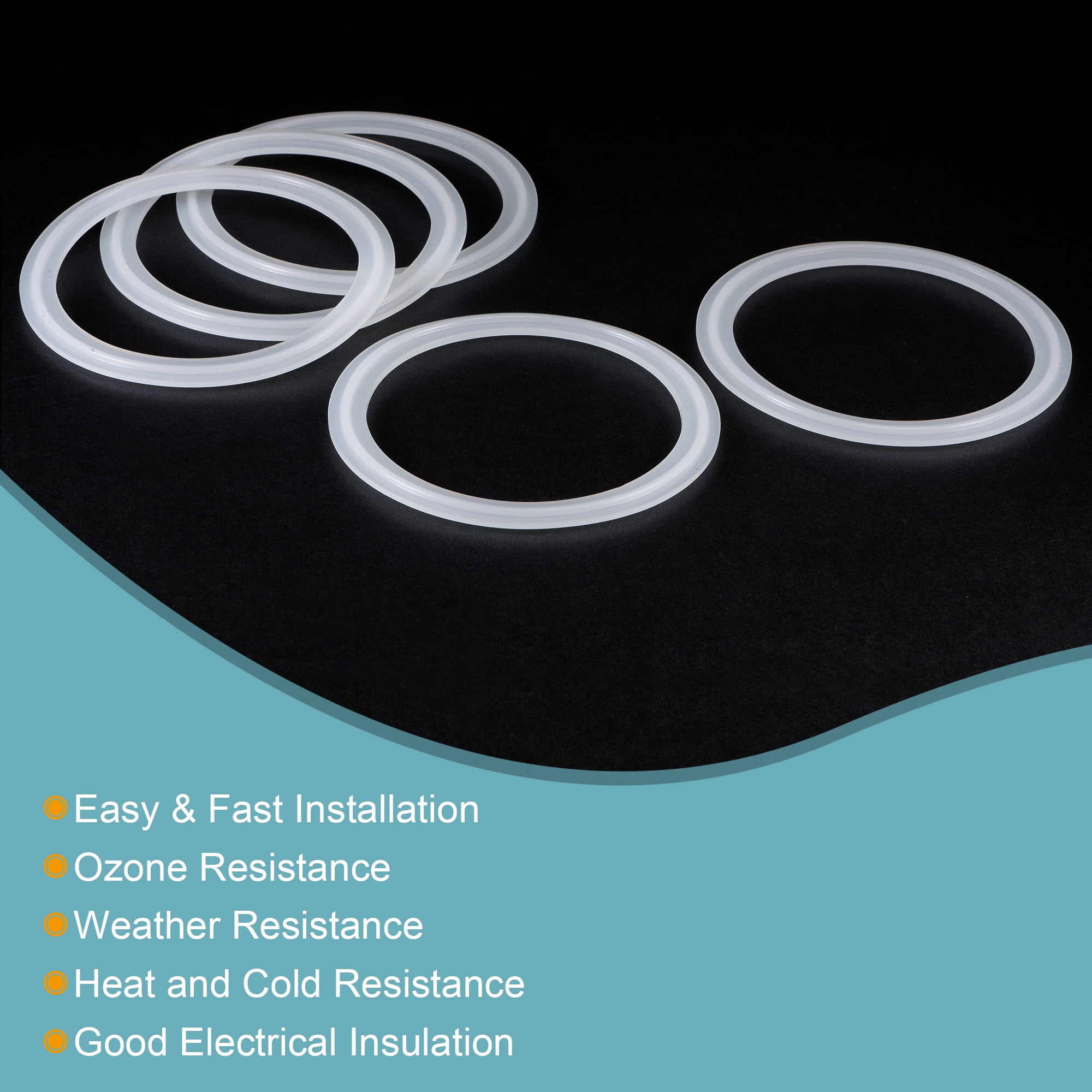 Unique Bargains Silicone Rubber Gaskets White 5Pcs 3.5"