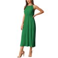 thumbnail image 4 of Allegra K Women’s Casual Sleeveless Halter Neck Belted A-Line Cocktail Pleated Dress, 4 of 5