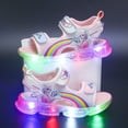 thumbnail image 1 of Zapatos para niños de Disney, novedad de verano, sandalias de playa de malla para niñas elsa, luz led a la moda, sandalias de luz de fondo suave de princesa congelada, plantilla de 16 CM Gao Jinjia LED, 1 of 2