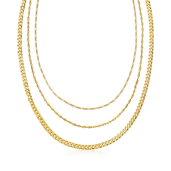 Ross-Simons Italian 18kt Gold Over Sterling Multi-Link Layered Necklace, Women's, Adult