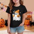 thumbnail image 2 of 9-10 Years Girl Halloween Short Sleeved Top Halloween T-Shirt Party Gift Spooky Season Daily Casual, 2 of 5