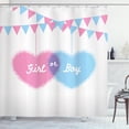 thumbnail image 1 of Ambesonne Gender Reveal Shower Curtain, Girl Boy Hearts Flags, 69"Wx84"L, Pale Pink and Blue, 1 of 3