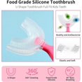 thumbnail image 2 of Cepillo de dientes infantil en forma de U (con estuche), cepillo de dientes infantil en forma de U, limpieza bucal 360° y blanqueamiento dental - Rosa, 2 of 5