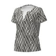 thumbnail image 3 of Wukai Black White Stripes Casual V-Neck Graphic Tees for Women: Lightweight and Breathable Summer Tops with Stylish Design-Medium, 3 of 8