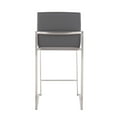 thumbnail image 4 of Cterwk 35.5" Height Set of 2 Faux Leather Seat Barstool with Silver Metal Frame, Upholstered Bar Stools for Bar, Dining Room, Kitchen, Gray, 4 of 4