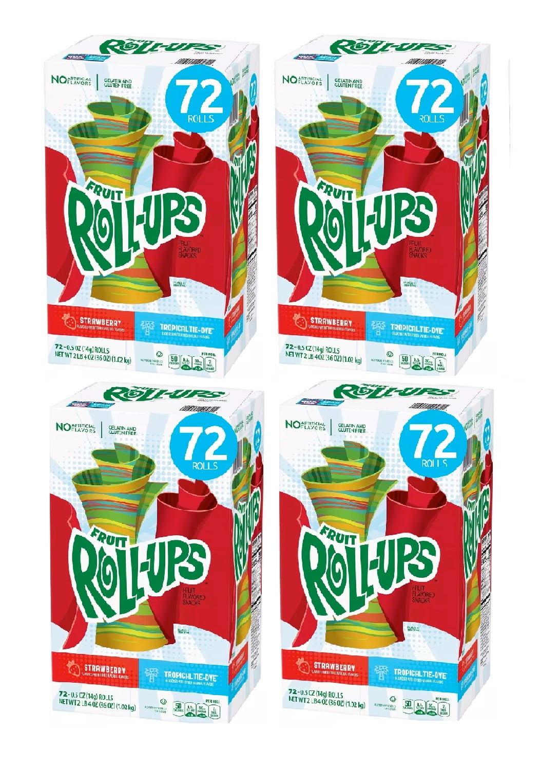 4 Pack Fruit RollUps Fruit Snacks Variety Pack (0.5 oz., 72 pk
