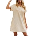 thumbnail image 2 of Fankiway Mode Femme Robe Décontractée à Boutons Col Rabattu Manches Courtes Robes Grande Taille pour Femmes Courbes Robes Midi pour Femmes Robes de Printemps pour Femmes 8642, 2 of 5