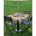 thumbnail image 4 of Fsddascl Boho Orange Blue Outdoor Tablecloth - 60x60 Inch Square Dining Table Cover, Ethnic Vintage Boho Geometric Art Waterproof Outdoor Table Cloth with Umbrella Hole & Zipper for Picnic/Patio, 4 of 7