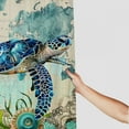 thumbnail image 3 of Creowell Nautical Sea Turtle Shower Curtain, Octopus Ocean Teal Fish Animal Seashell Jellyfish Anchor Theme Fabric Shower Curtains , Retro Nautical Fish Beachy Shower Curtain with Hooks White, 3 of 7