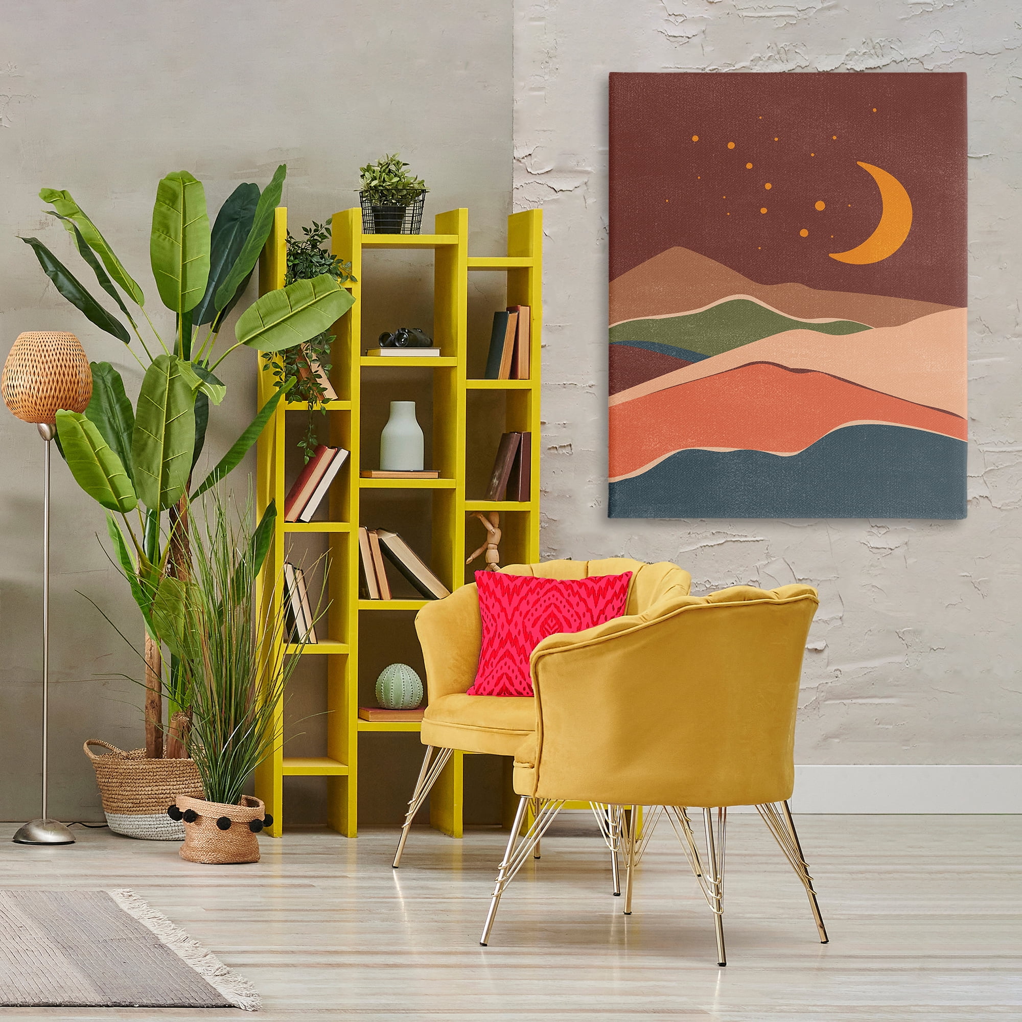 Stupell Industries Earthtone Desert Moon Landscape & Nature Painting Wrapped Canvas Art Print Wall Art, 36 x 48
