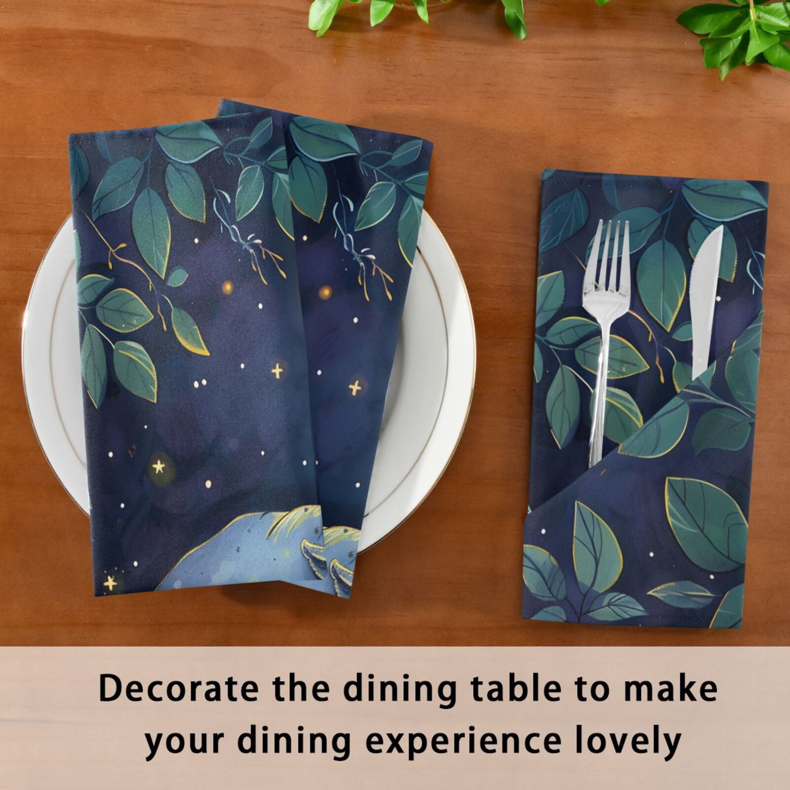 JSTEL Cute Hoppo Baby Cloth Napkins Set of 6, 20x20 Inch Washable and Reusable Napkin for Decoupage Dinner Party Everyday Use