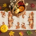 thumbnail image 3 of Fall Table Runner Thanksgiving Orange Pumpkin Table Runners Maple Leaves Linen Cotton Linen Dresser Scarf Kitchen Dining Table Decor for Fall Holiday Party Decor 13x36 Inch, 3 of 9