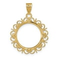 thumbnail image 3 of 14k Yellow Gold Fancy Design Frame Prong Setting Coin Bezel Pendant Mounting - Fits 16.5mm, 3 of 4