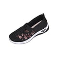 thumbnail image 3 of Crunowin Women's Summer Slip Ons, Embroidery Low Cut Breathable Mesh Summer Big Size Comfortable Casual Shoes Black 7, 3 of 10