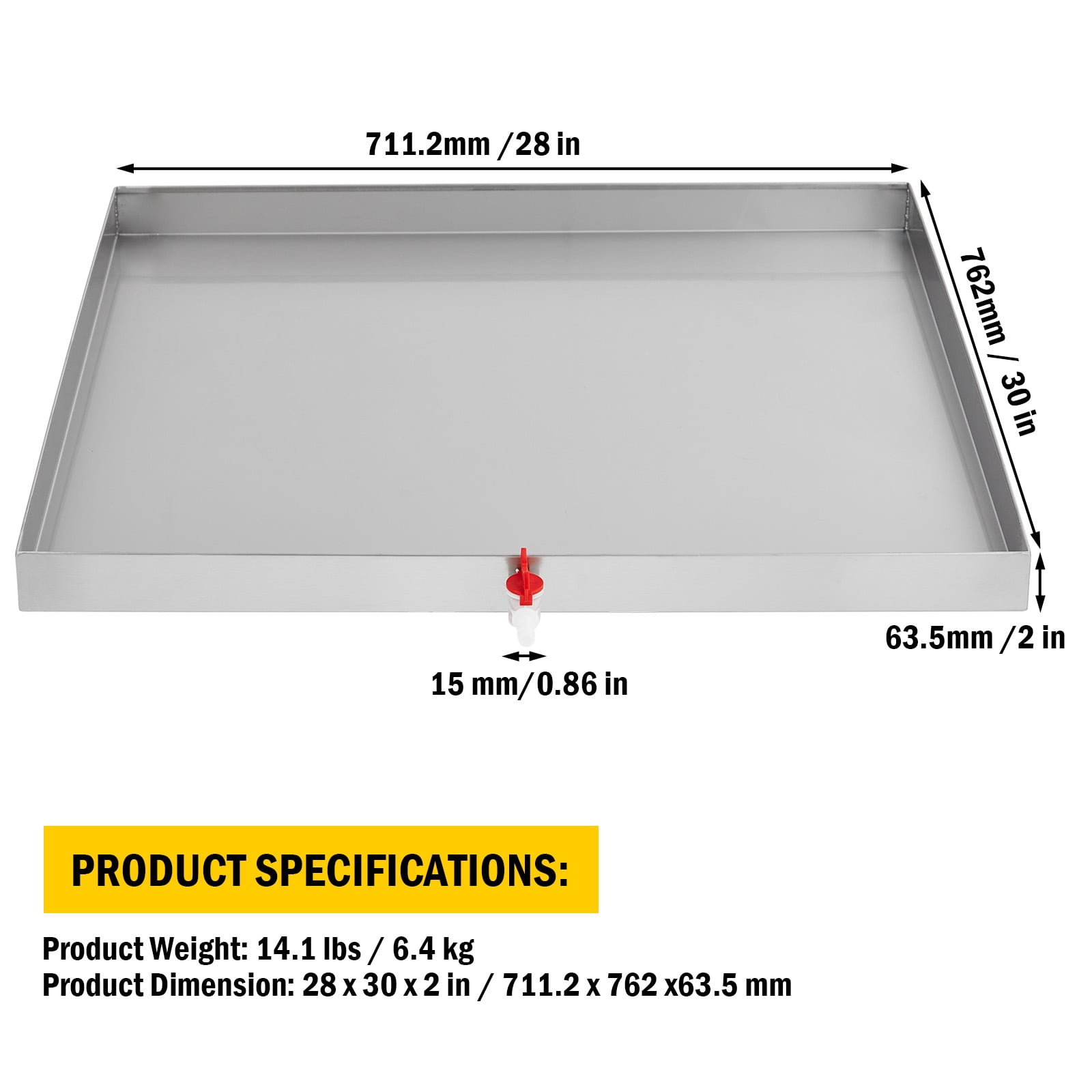 Washing Machine Pan 28" x 30", 304 Stainless Steel Washing Machine Drain Pan Heavy Duty Compact Washer Drip Tray with Drain Hole & Hose Adapte, 4 Pcs Anti-Vibration Washing Machine Feet