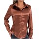 thumbnail image 3 of Camisas bonitas,Blusa de manga larga para mujer, cuello vuelto, botones delanteros, poliéster spandex satinado, plisada, informal, para estar en casa, sopatenor, 3 of 7