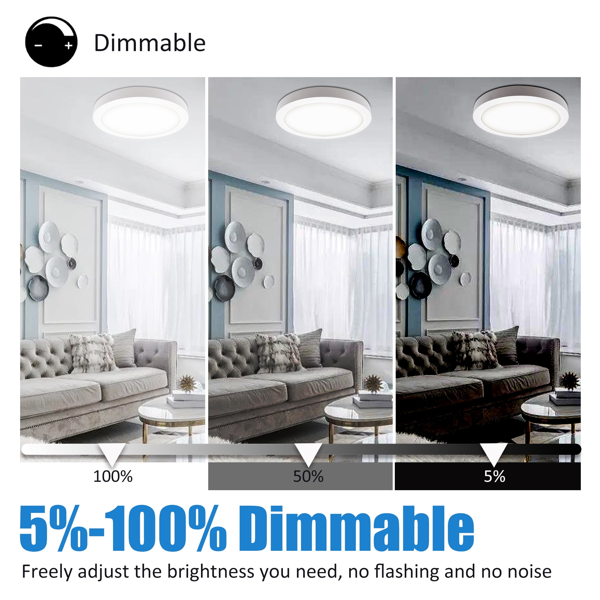 MingBright LED Flush Mount Ceiling Light Fixture 9inch Ceiling Light Dimmable, Super Slim Panel Light 120V 18W 4000K White Round Ceiling Light for Bathroom, Bedroom, Kitchen or Hallway Damp Location