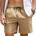 thumbnail image 6 of Mens 2 in 1 Athletic Running Shorts with Compression Liner Lightweight Cotton Linen Elastic Waist Workout Shorts with Pockets, 6 of 8