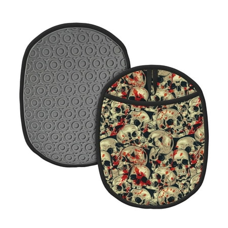 

Qekee Skulls1 Pattern Silicone Pot Holders Oven Mitts Heat Resistant Hot Pads Non Slip Pot Holder Towel Cloth Interior Lining