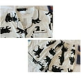 thumbnail image 3 of Pijama de verano para mujer, cárdigan fino de algodón, manga corta, pantalones cortos, estampado de oso, ropa de casa (blanco, negro, talla L), 3 of 6