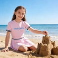 thumbnail image 3 of Girls One Piece Swimsuit Skirted Kids Bathing Suits Zipper Short Sleeves Swimwear Girls Swim Dress, 3 of 7