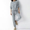 thumbnail image 2 of Women's Sweatsuits 2 Piece Outfits Solid Color Casual Sports Hoodie Long Sleeve Crewneck Winter Gray Sweatpants Lounge Set Sweatsuits M-4XL, 2 of 6