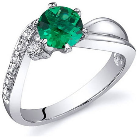 Oravo 0.75 Carat T.G.W. Simulated Emerald Rhodium over Sterling Silver Ring