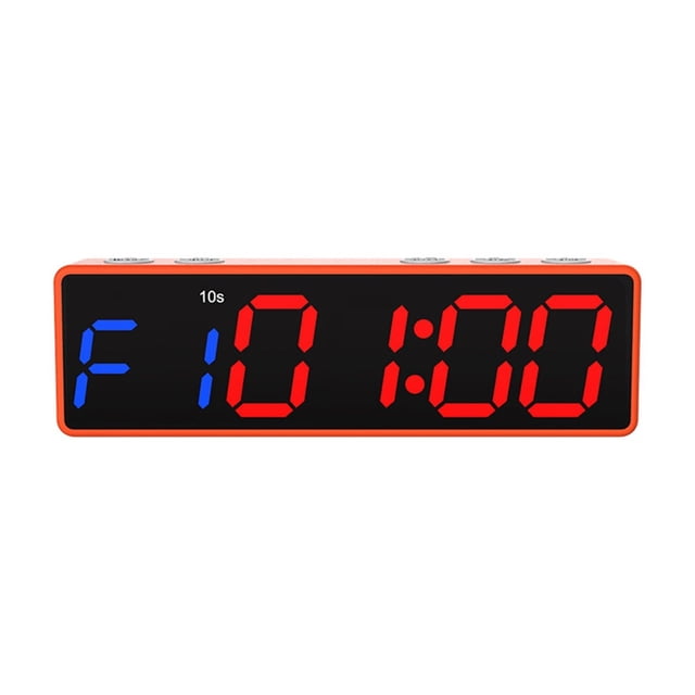 Bearachild El reloj magnético del gimnasio del contador de tiempo del intervalo personalizado para el control remoto incorporado del gimnasio en Electrónica marco naranja Fuente azul y roja.