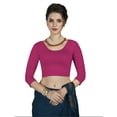 thumbnail image 3 of Crazy Bachat Women's Designer Fawn 3/4 Plain Stretch Blouse for Saree Crop Top., 3 of 9