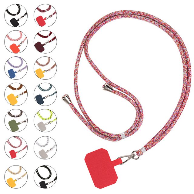Tholdsy Cuerda para el cuello del teléfono móvil universal Hebilla a presión de metal ajustable Cordón de soporte anti-perdida con tarjeta adhesiva Type3 NO3