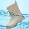 thumbnail image 4 of Rain Boots for Women Waterproof Mid Calf Rain Boots Wide Calf Garden Shoes Womens Rain Boots (Beige 8.5), 4 of 8