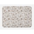 thumbnail image 1 of Botanical Bath Mat, Monochrome Design Butterfly and Flower Silhouettes Drawn by Hand, Plush Bathroom Decor Mat with Non Slip Backing, 29.5" X 17.5", Dark Rosewood and White, by Ambesonne, 1 of 2