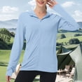 thumbnail image 5 of Vivianyo HD Women's Mesh UPF 50+ Sun Protection Jacket, Collared Long Sleeve Side Pocket Lightweight Outdoor Outerwear for Women Running, Women's Light Blue, Sizes S-3XL, 5 of 7