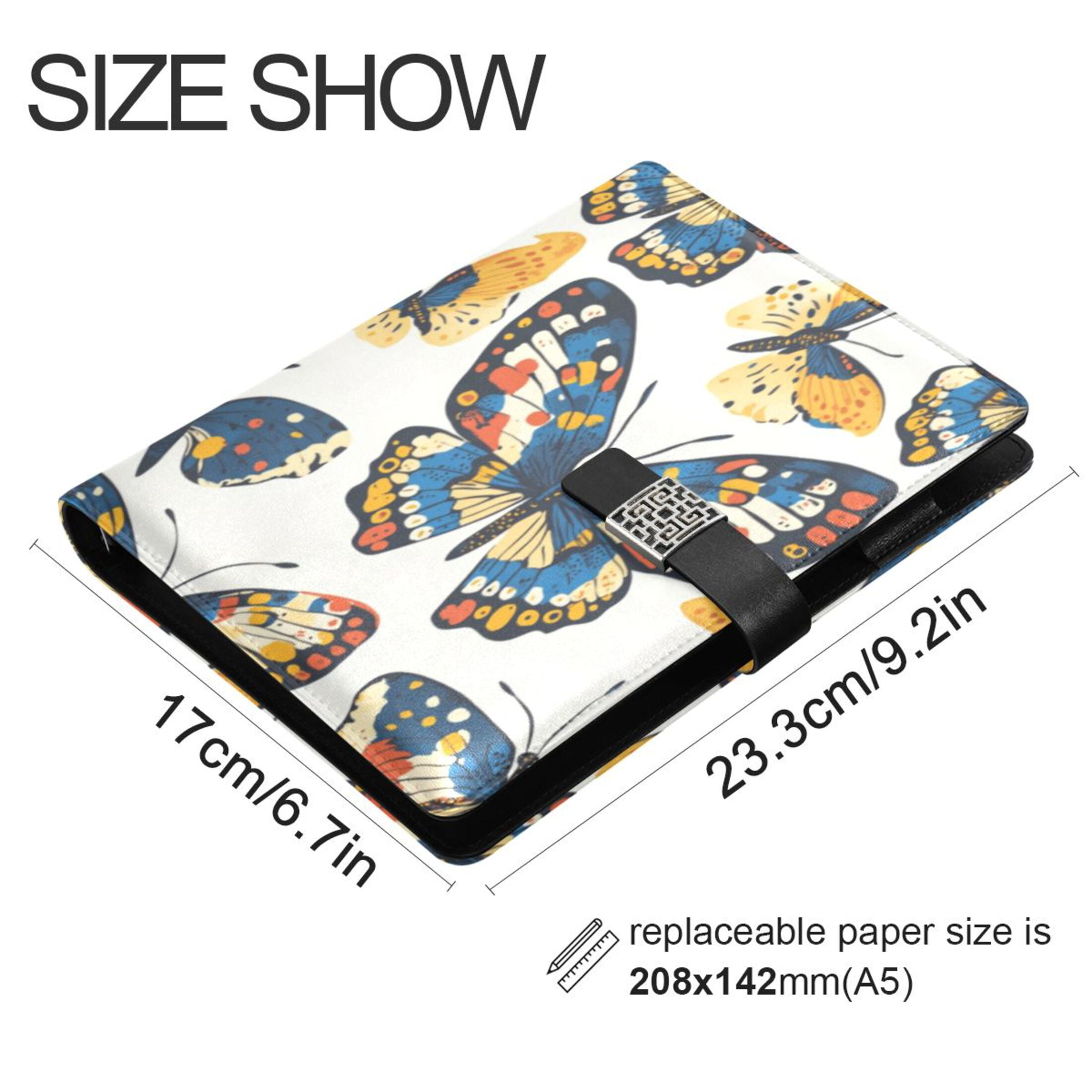 Leather Planner Leather Notebook Notebook Journal Binder Design Pen Pocket Design Convenient for Storage Beautiful Colored Butterfly