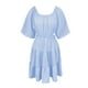 thumbnail image 4 of Vestido de mujer con cuello cuadrado y mangas acampanadas - Color liso, sin cintura, falda en capas, mangas cortas, 4 of 4