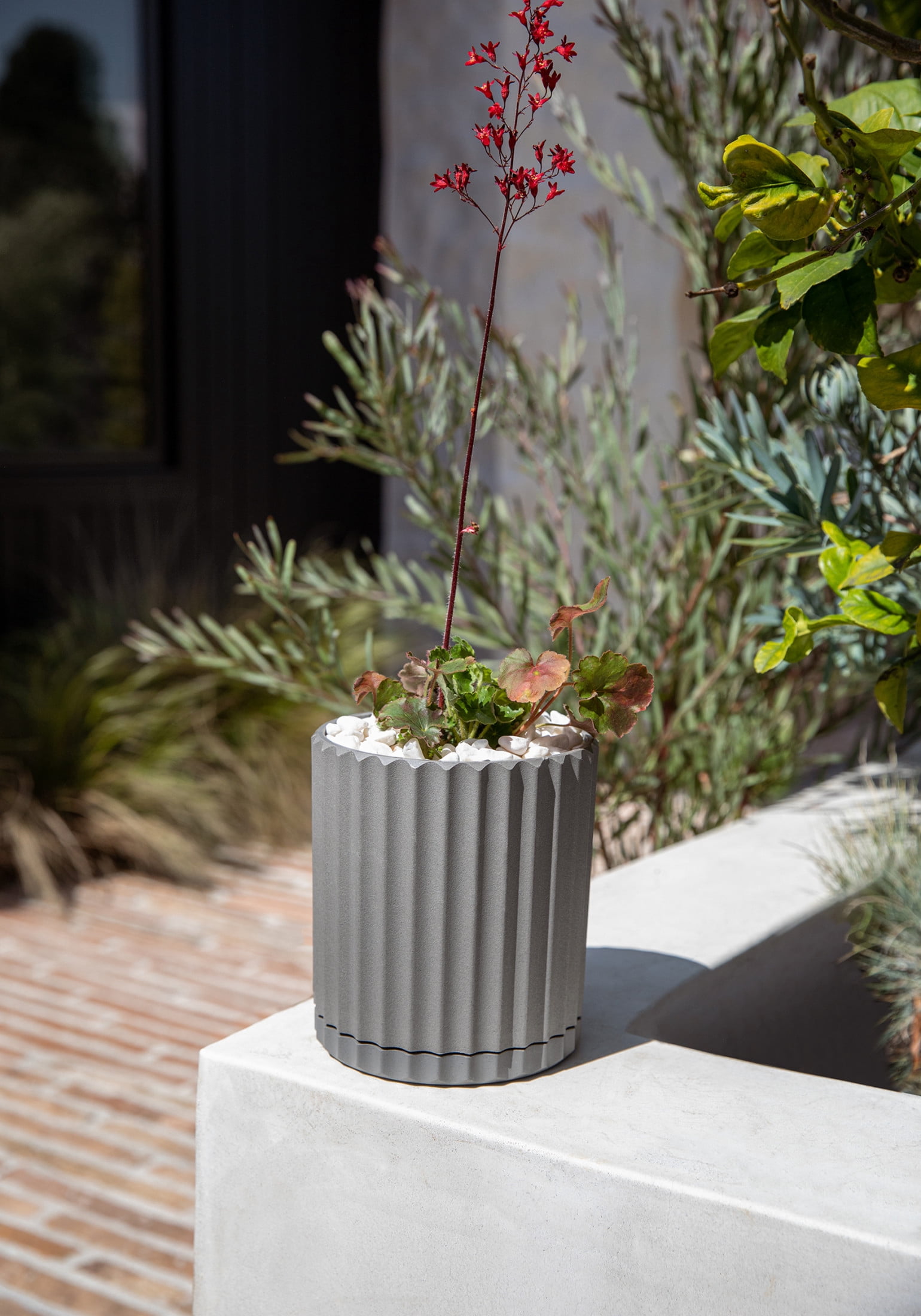 Veradek Mason Series Demi 6" Plastic-Stone Planter - Gray