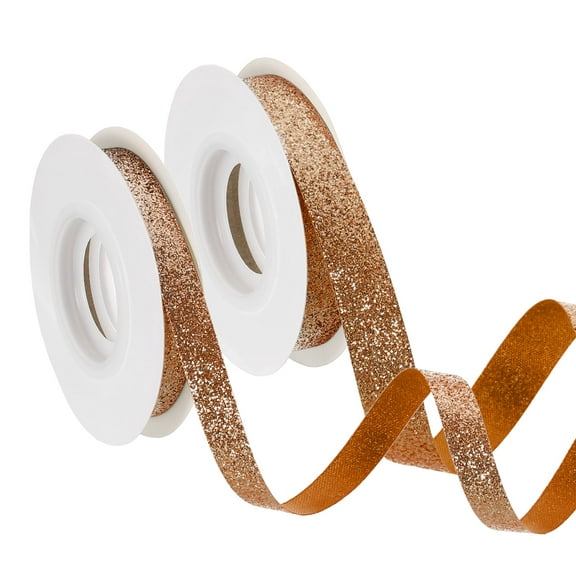 2 Roll 10 Yards 2 Sizes Sparkle Ribbons, Gift Wrapping Crafts Cut Edge Ribbon, Rose Gold