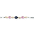 thumbnail image 2 of Gem Stone King 925 Silver and 10K Yellow Gold Blue Sapphire and Pink Sapphire and White Lab Grown Diamond Bracelet for Women (2.26 Cttw, Gemstone September Birthstone, Oval, Wheat Chain, 6.5 inches), 2 of 5