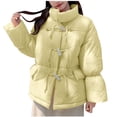 thumbnail image 2 of UPPADA Women's Puffer Jackets Winter Cropped Button Down Coats Zip Up Warm Lightweight Quilted Jacket with Pockets,Winter Long Coats for Women Yellow,M, 2 of 7
