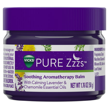 Vicks PURE Zzzs Soothing Aromatherapy Balm with Calming Lavender & Chamomile Essential Oils, 1.76
