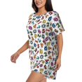 thumbnail image 2 of Wukai Colorful Numbers Women's Pajama Set,Short-Sleeve Top and Shorts with Elastic Waistband and Pockets for Loungewear, Yoga, and Casual Wear-XX-Large, 2 of 8