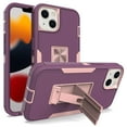thumbnail image 1 of Allytech Case for iPhone 14 5G (6.1 inch) 2022 Released, Hard PC and Soft TPU Inner Shockproof Anti-Scratch Built-in Kickstand Case for iPhone 14 2022, Purple+Rosegold, 1 of 5