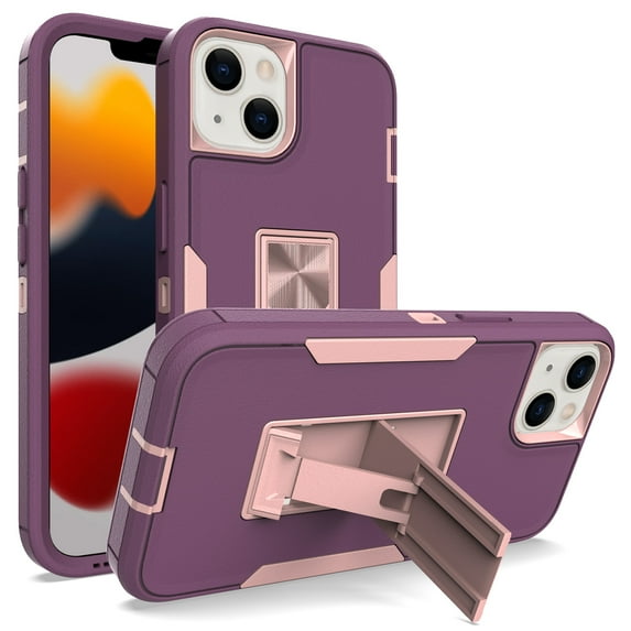 Allytech Case for iPhone 14 5G (6.1 inch) 2022 Released, Hard PC and Soft TPU Inner Shockproof Anti-Scratch Built-in Kickstand Case for iPhone 14 2022, Purple+Rosegold