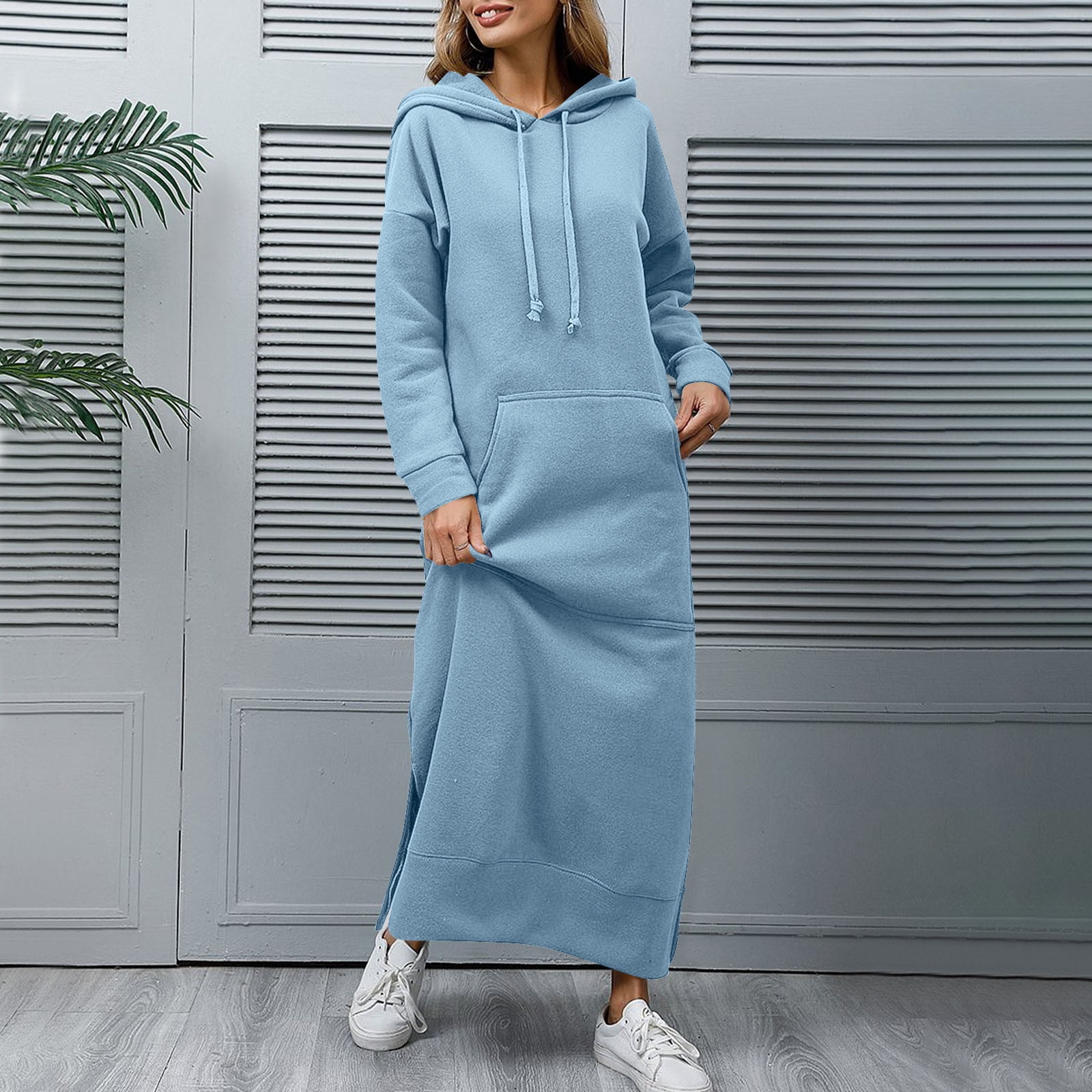 BZGTZT Women Hoodies Dress Hooded Sweatshirts Long Dress Casual Long Sleeve Side Split Dress with Pockets, Women's, Size: Small, Black BZGTZT Women Hoodies Dress Hooded Sweatshirts Long Dress Casual Long Sleeve Side Split Dress with Pockets, Women's, Size: Small, Black