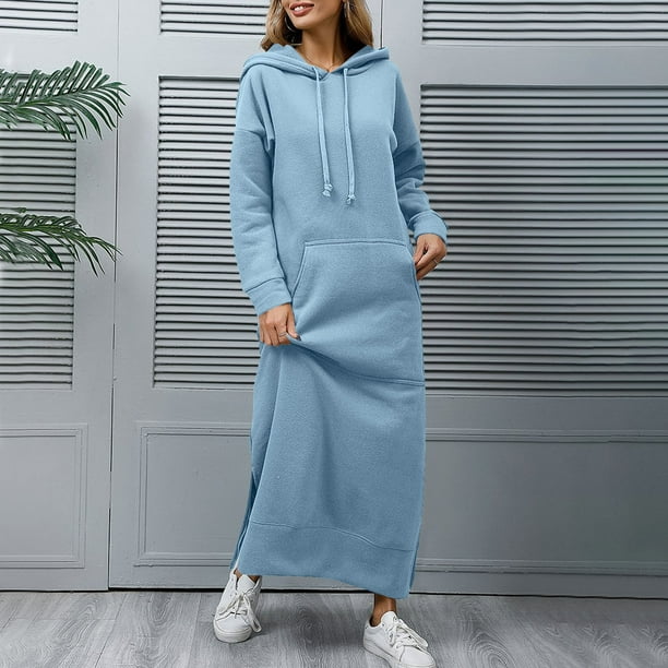 knee length dresses for ladies Girls Quartet-zip Long-sleeve Fleece Dress with pockets