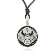 Egyptian Eye Of Horus Scarab Silver Pewter Charm Necklace Pendant Jewelry With Cotton Cord